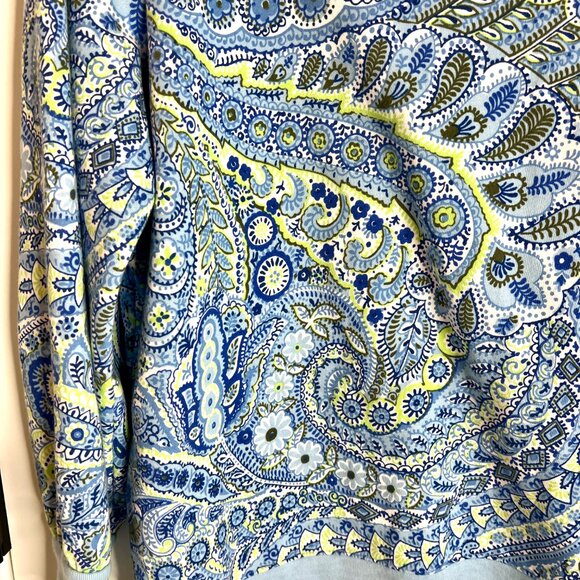 Talbots Blouson Sleeve Perky Paisley Periwinkle Blue Modal Sweatshirt Size 1X - Picture 4 of 6